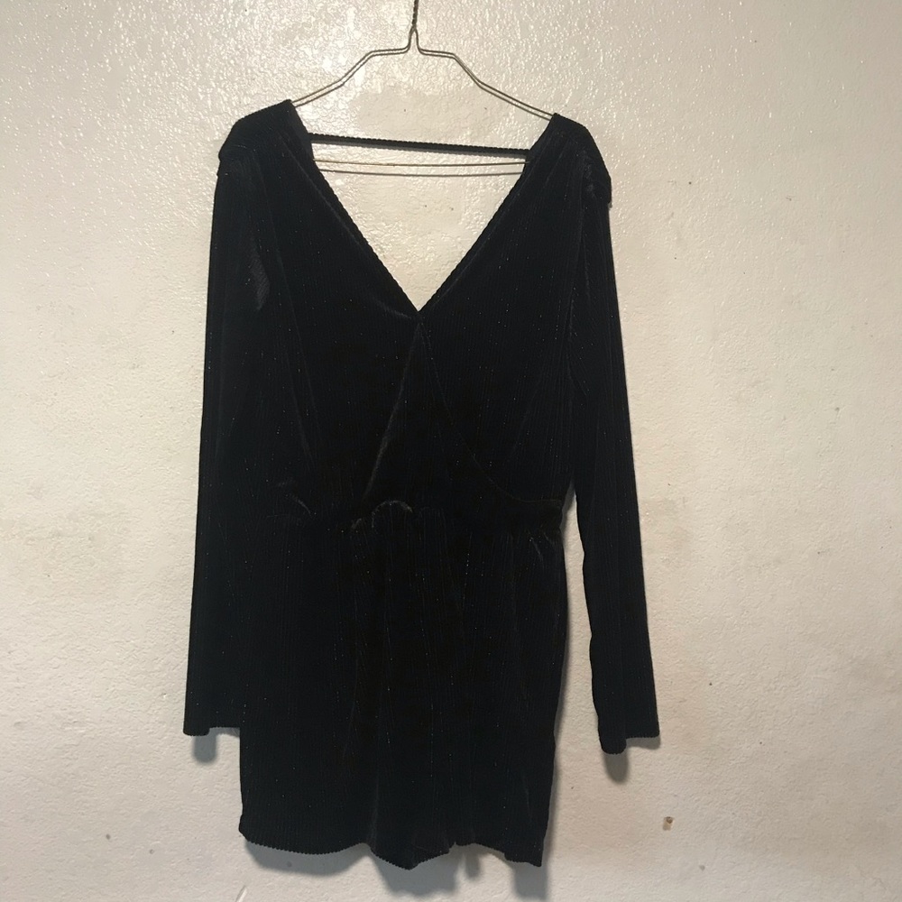 Black Sparkly Velvet Romper